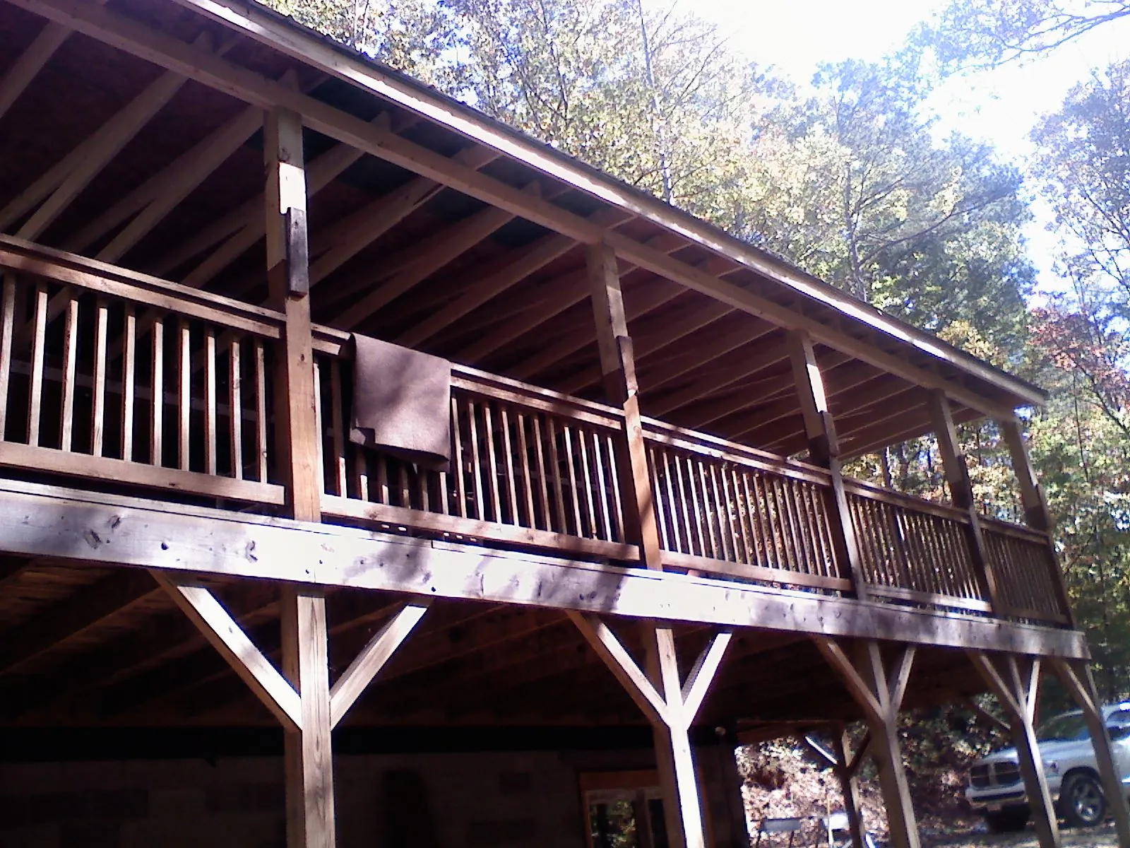 Timber framing under a new elevated porch and deck — Roof Leak Repair in Leesburg by Roofing Brothers
